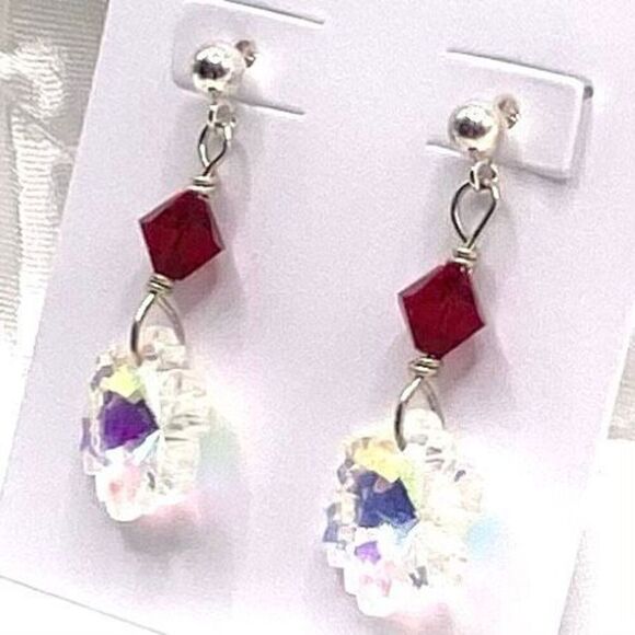 AAZ Sterling Silver Crystal Dangle Earrinigs - Picture 4 of 5